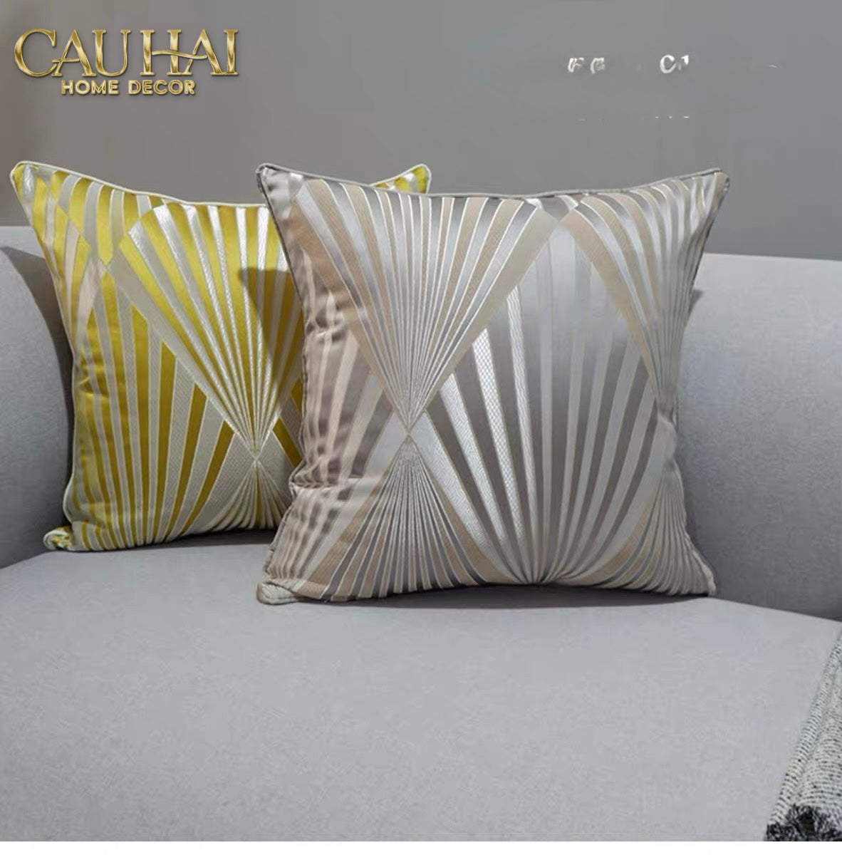 Vỏ Gối Lụa Jacquard Sterling Sunburst 45-VỎ GỐI-CẬU HAI HOME DECOR