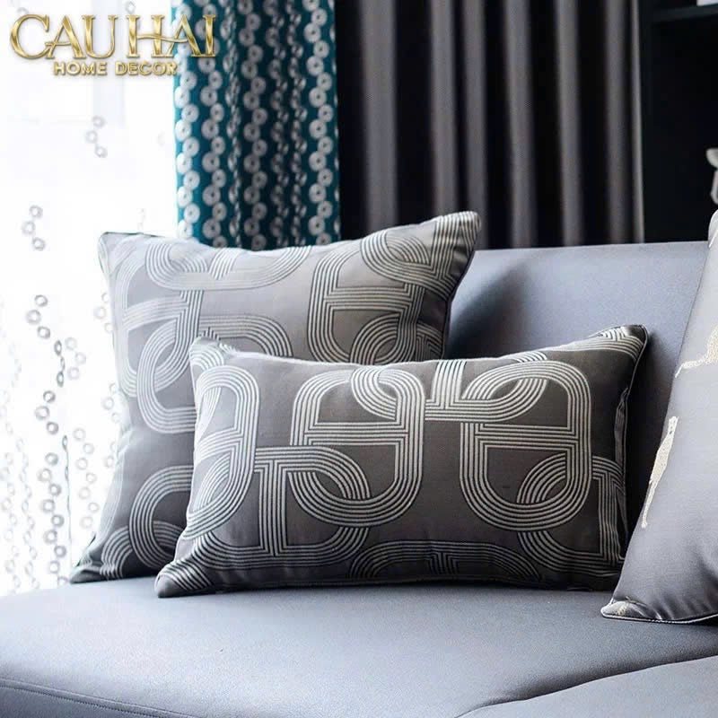 VỎ GỐI LỤA SATIN CHAÎNE D’ANCRE GRIS 50-3- Cậu Hai Home Decor