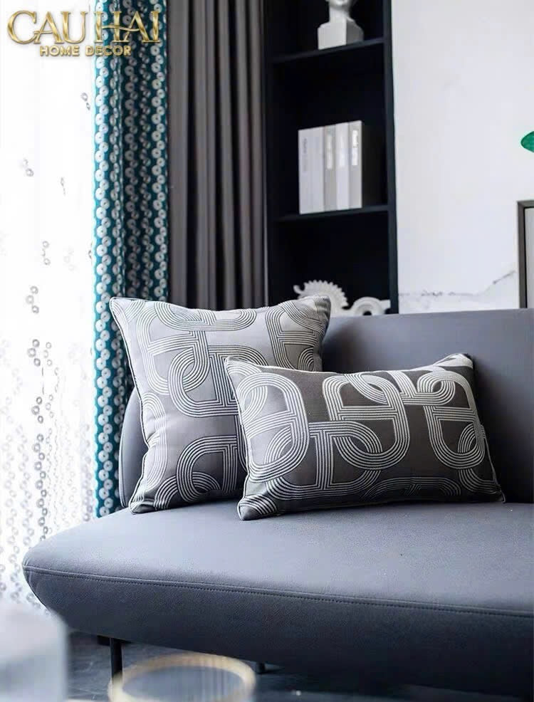 VỎ GỐI LỤA SATIN CHAÎNE D’ANCRE GRIS 50-4- Cậu Hai Home Decor