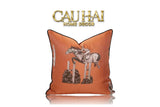 VỎ GỐI LỤA SATIN ÉQUESTRE BURNT-O 45-CẬU HAI HOME DECOR