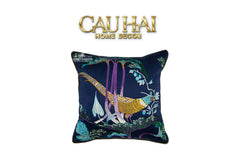 Vỏ Gối Lụa Thêu 3D Hoàng Điểu Tứ Quý - Minh Hoàng 45-CẬU HAI HOME DECOR