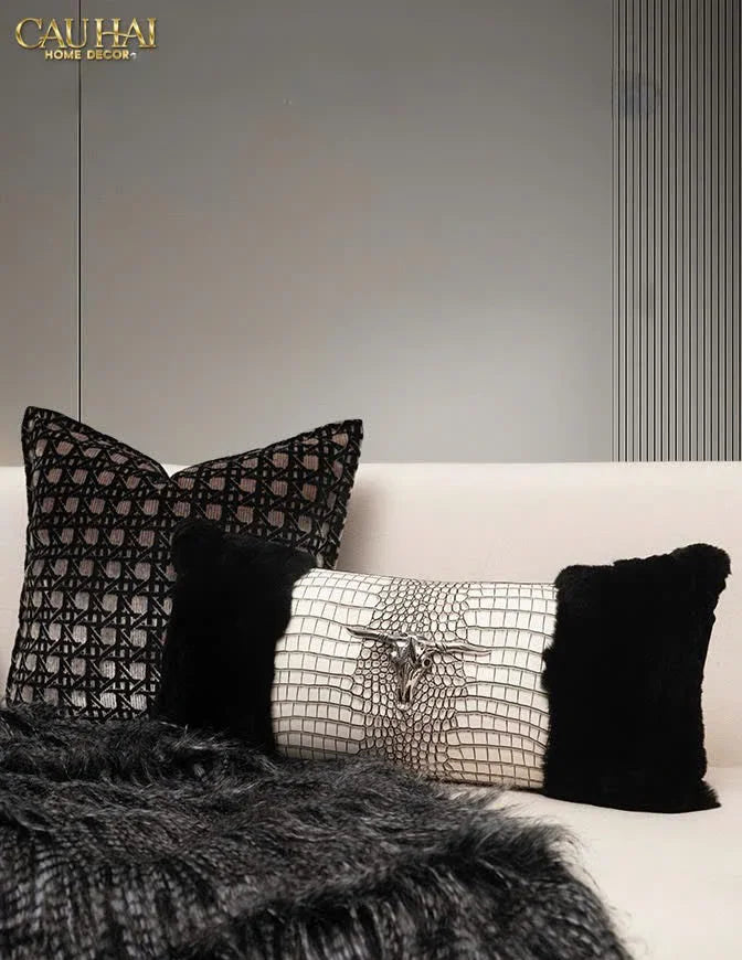 Vỏ Gối Nhung Argent Velvet Cannage Enigma 45-VỎ GỐI-CẬU HAI HOME DECOR