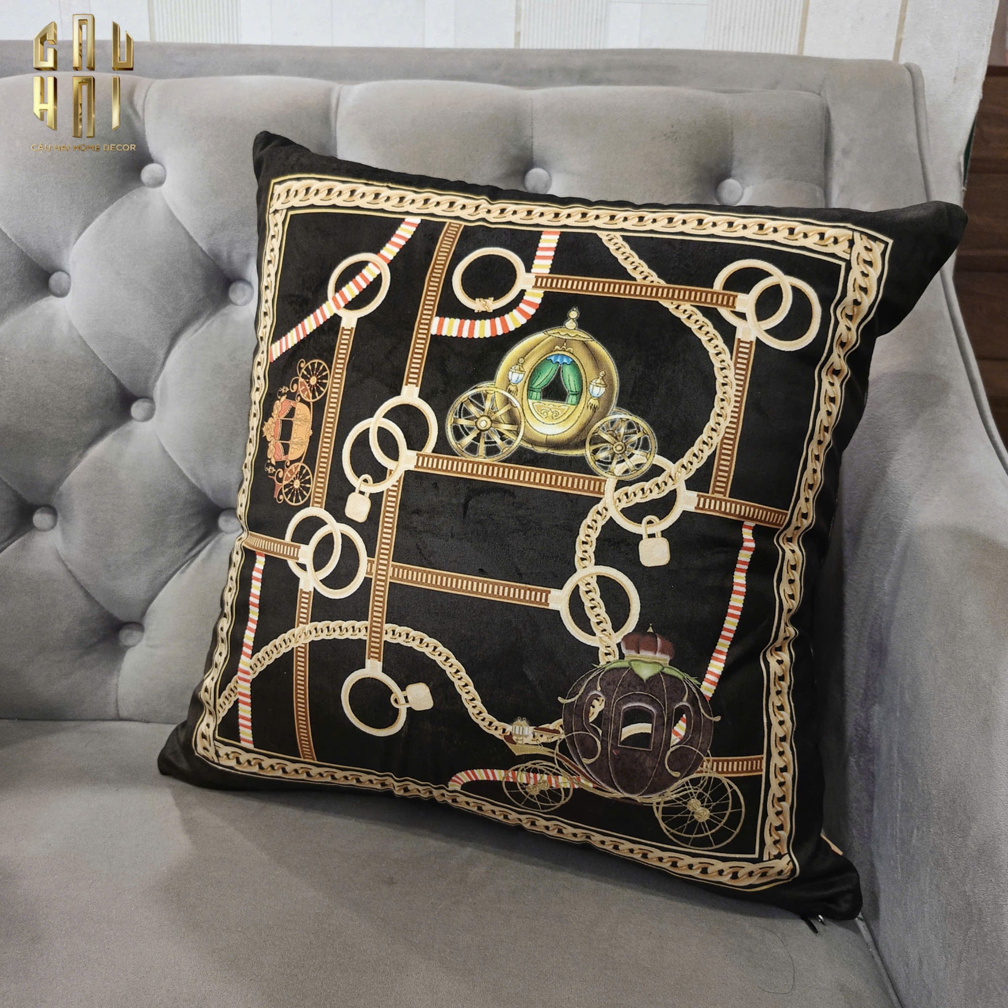 VỎ GỐI NHUNG BRAIDED LEATHER 45. - CẬU HAI HOME DECOR