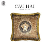 VỎ GỐI NHUNG CAO CẤP GIANNI VERS. MEDUSA AMPLIFIED LOGO 45. - CÓ VIỀN - CẬU HAI HOME DECOR