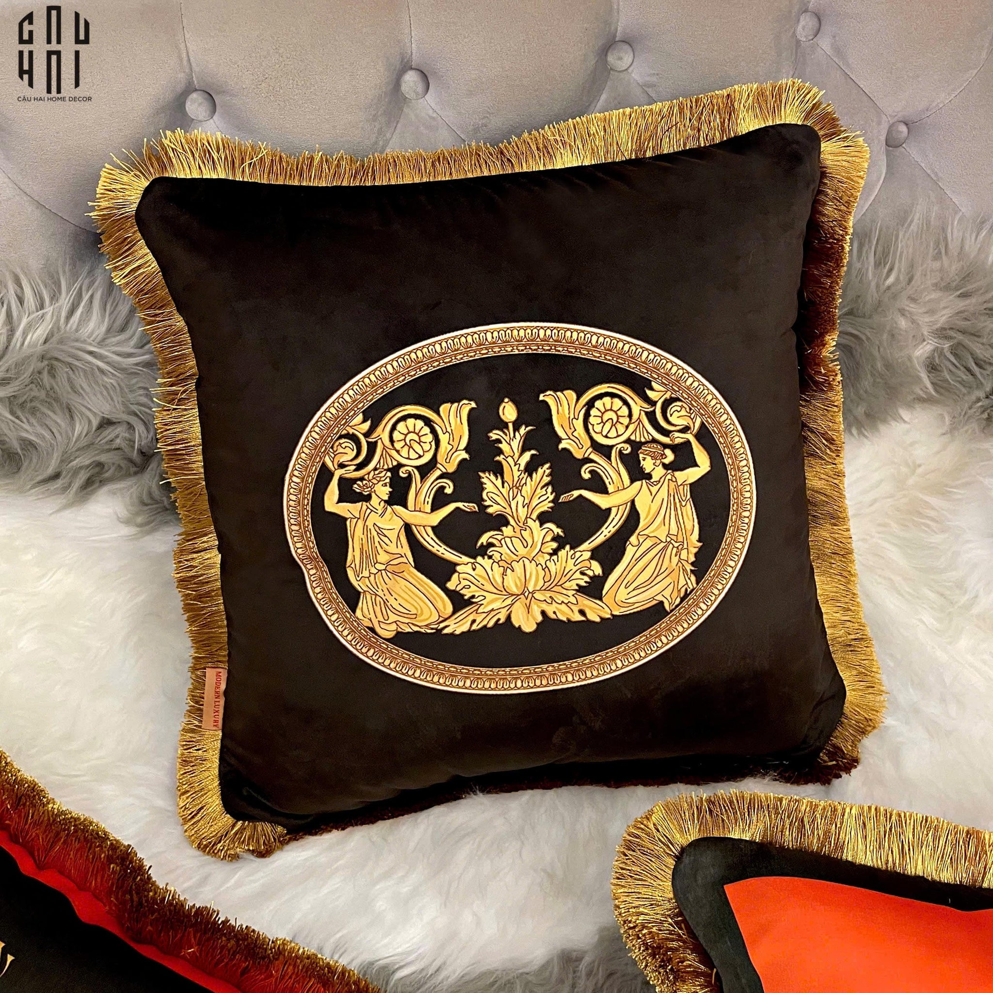 VỎ GỐI NHUNG CAO CẤP HAUTE NOIR 45. - CẬU HAI HOME DECOR