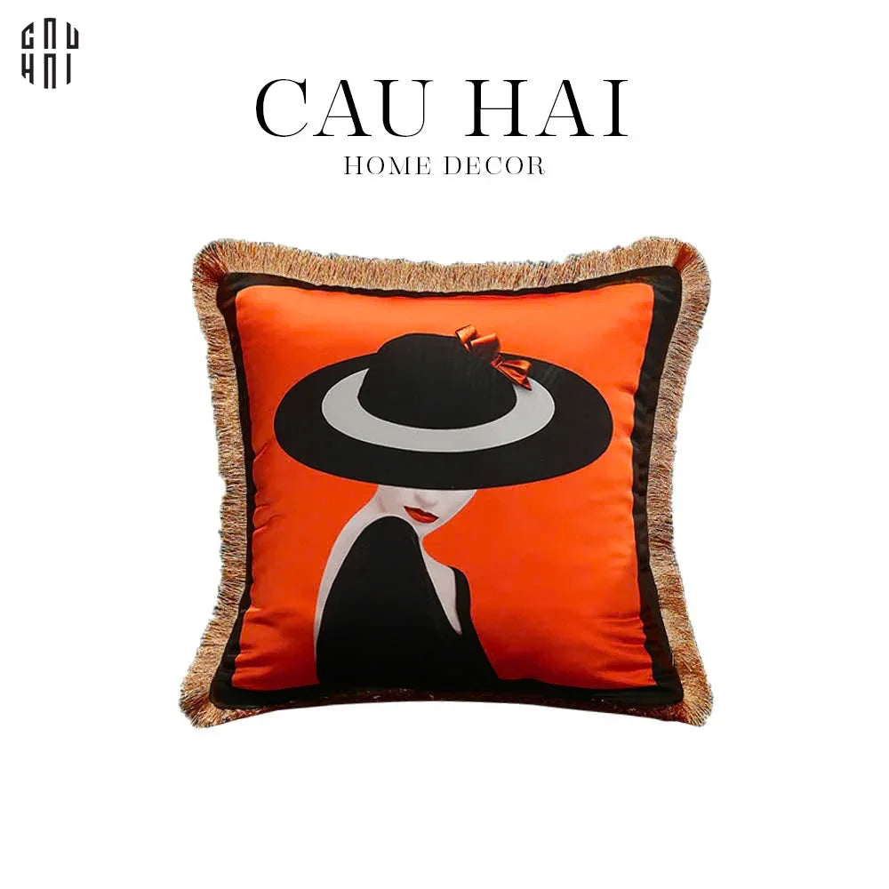 VỎ GỐI NHUNG CAO CẤP ORANGE LAUREL 45.