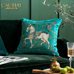 Vỏ Gối Nhung Cheval de Fête d’Or de Dorées 45-VỎ GỐI-CẬU HAI HOME DECOR