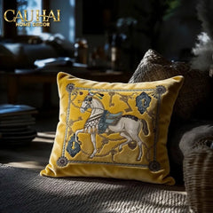 Vỏ Gối Nhung Cheval de Fête d’Or de Dorées 45-VỎ GỐI-CẬU HAI HOME DECOR