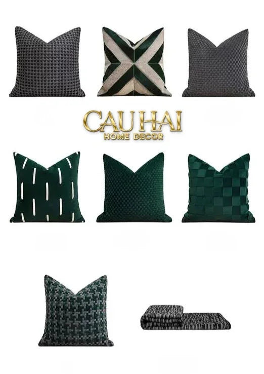 Vỏ Gối Nhung Emerald Velvet Broken Stripes 45-VỎ GỐI-CẬU HAI HOME DECOR