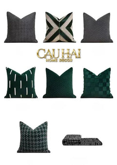 Vỏ Gối Nhung Emerald Velvet Broken Stripes 45-VỎ GỐI-CẬU HAI HOME DECOR