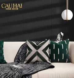 Vỏ Gối Nhung Emerald Velvet Broken Stripes 45-VỎ GỐI-CẬU HAI HOME DECOR