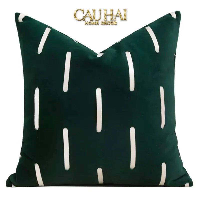 Vỏ Gối Nhung Emerald Velvet Broken Stripes 45-VỎ GỐI-CẬU HAI HOME DECOR