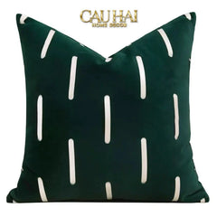 Vỏ Gối Nhung Emerald Velvet Broken Stripes 45-VỎ GỐI-CẬU HAI HOME DECOR