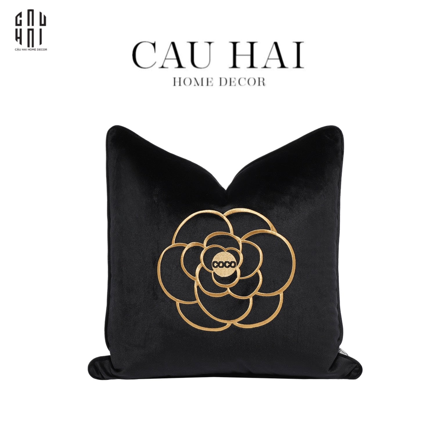 VỎ GỐI NHUNG HOẠ TIẾT DA NOIR ELEGANCE - CẬU HAI HOME DECOR