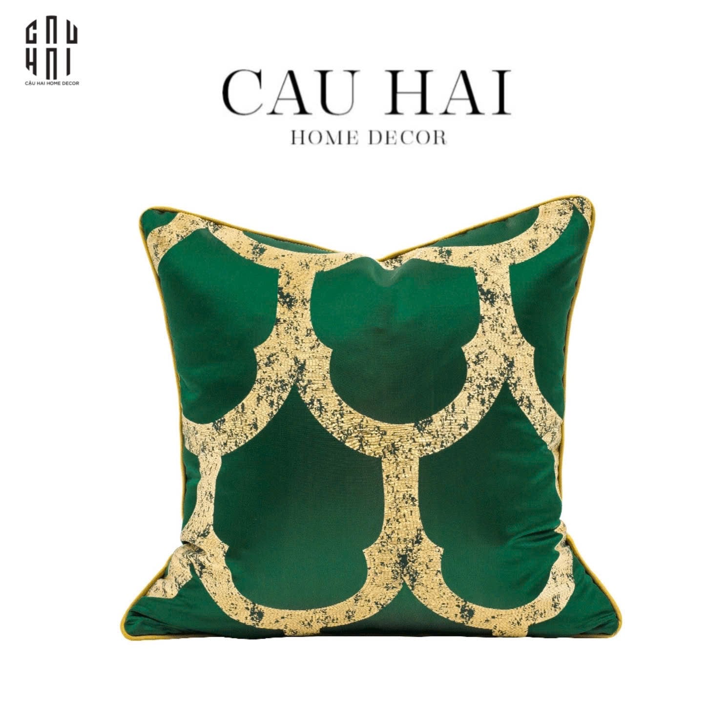 VỎ GỐI NHUNG HOẠ TIẾT THÊU MYSTIC EMERALD - CẬU HAI HOME DECOR