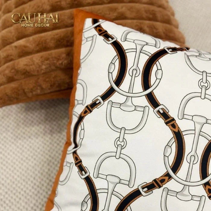 Vỏ Gối Nhung Horsebit Noble Héritage - Blanc Motif 45-VỎ GỐI-Đối tác tại Trung Quốc theo từng đơn đặt hàng-CẬU HAI HOME DECOR