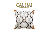 Vỏ Gối Nhung Horsebit Noble Héritage - Blanc Motif 45-CẬU HAI HOME DECOR