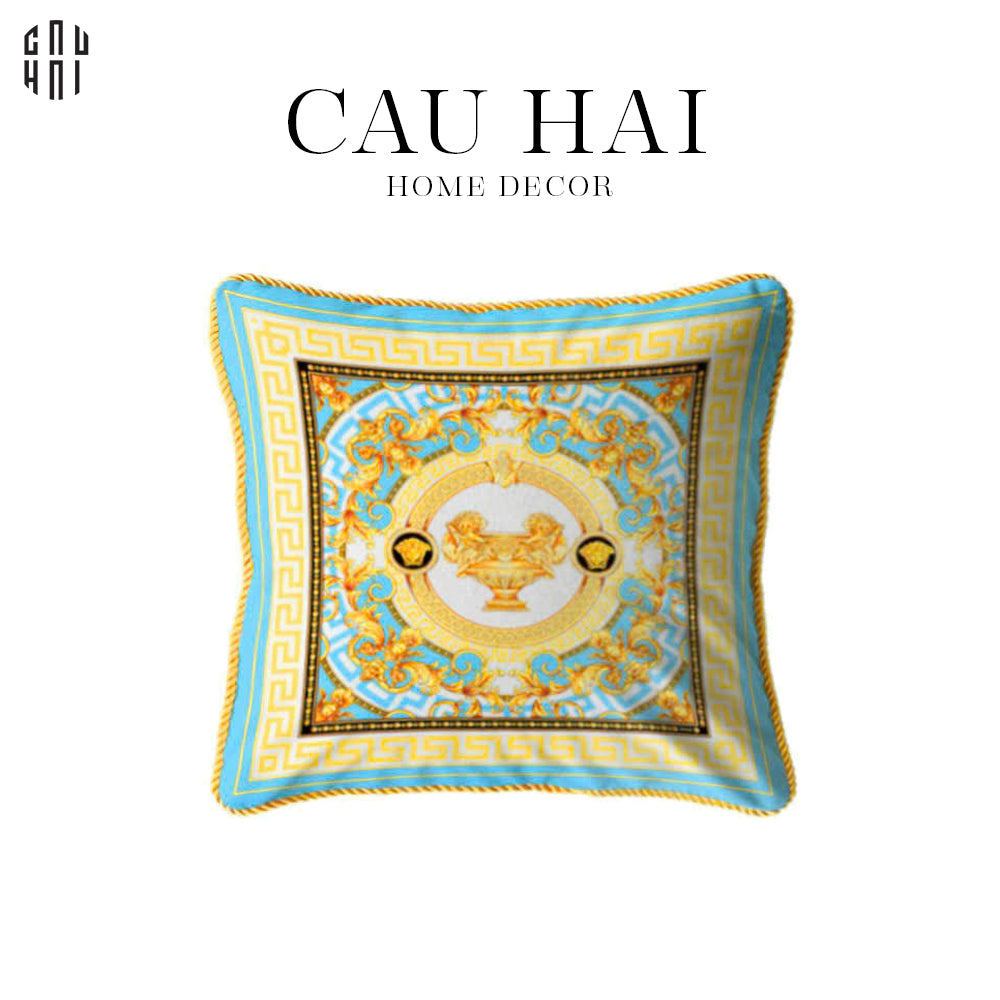 VỎ GỐI NHUNG LA COUPE DES DIEUX - BLEU 45. - CẬU HAI HOME DECOR