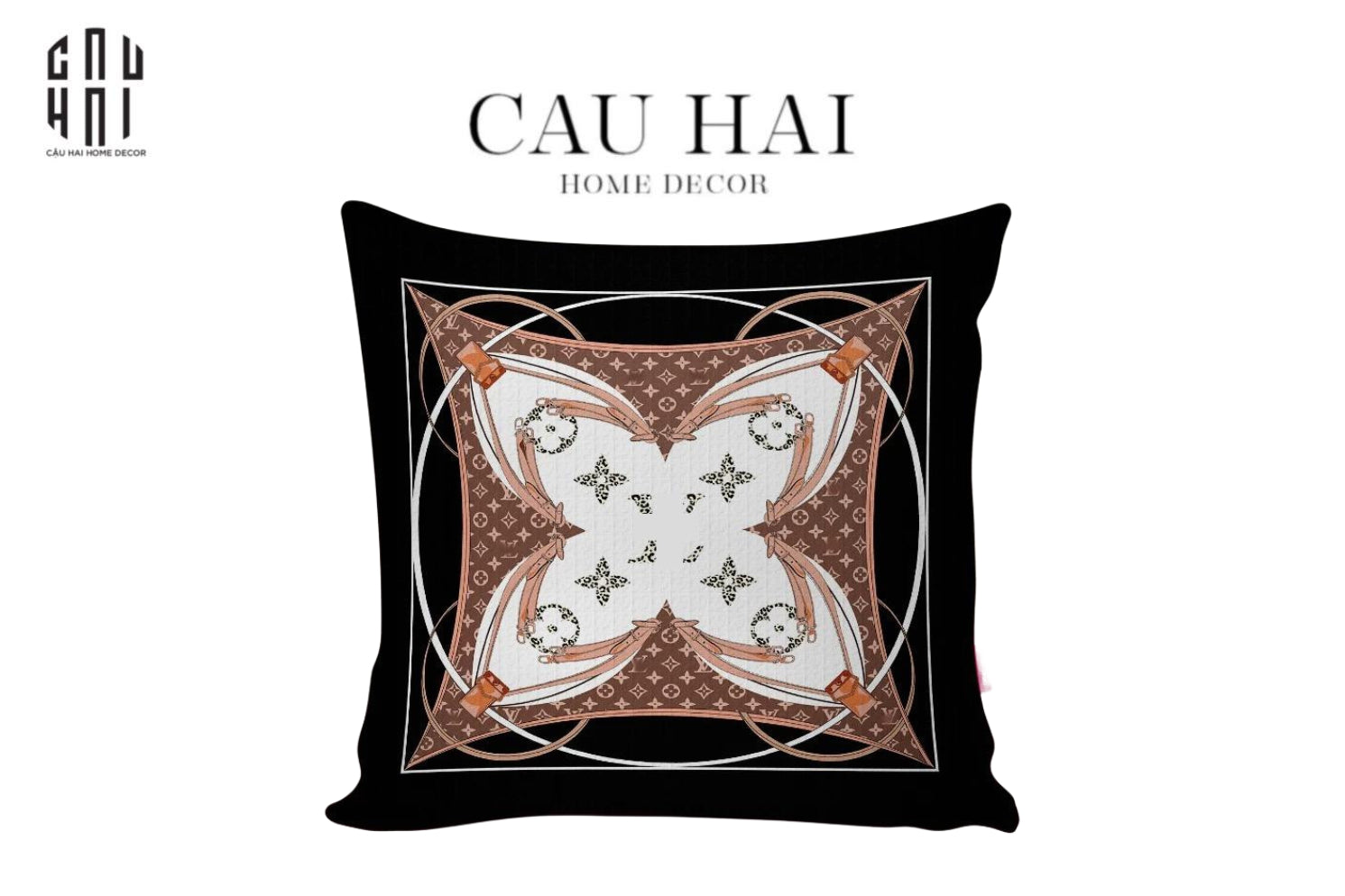 VỎ GỐI NHUNG LOUIS BLACK FLORAL 45. - CẬU HAI HOME DECOR