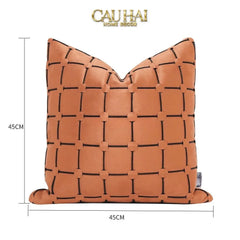 Vỏ Gối Nhung Lux Leather Crossline Terra 45-VỎ GỐI-CẬU HAI HOME DECOR