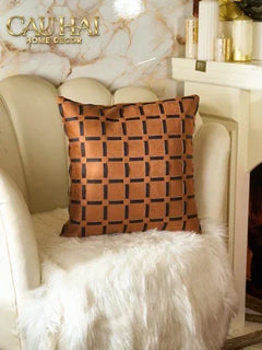 Vỏ Gối Nhung Lux Leather Crossline Terra 45-VỎ GỐI-CẬU HAI HOME DECOR