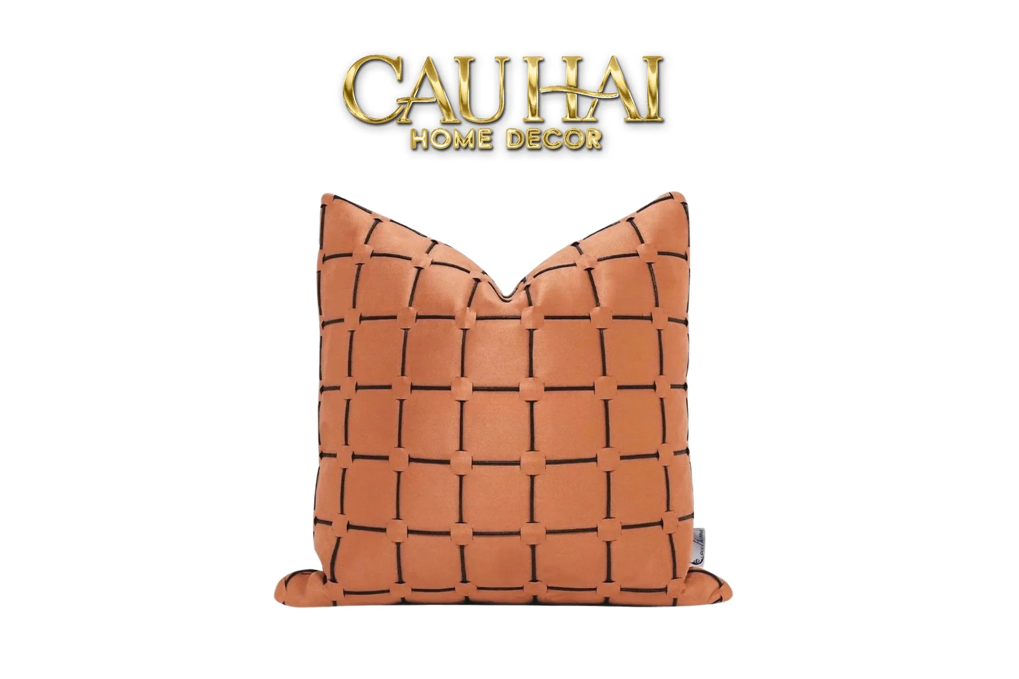 Vỏ Gối Nhung Lux Leather Crossline Terra 45-CẬU HAI HOME DECOR