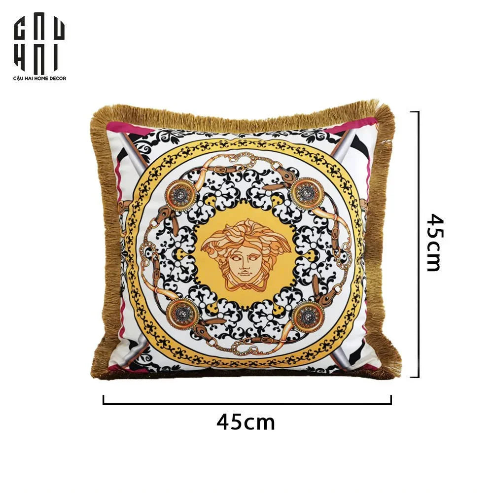VỎ GỐI NHUNG MEDUSA HEAD PRINTED - WHITE 45.