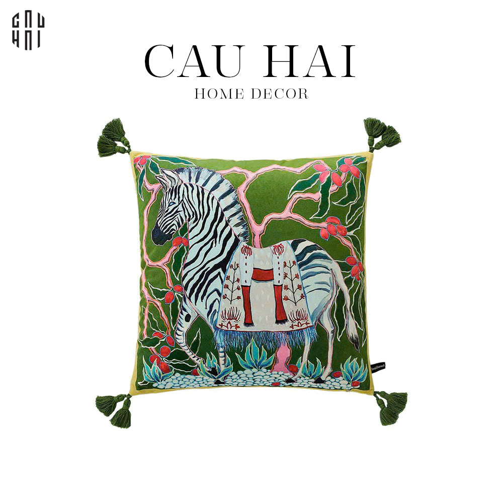 VỎ GỐI NHUNG ZEBRA 45. - CẬU HAI HOME DECOR