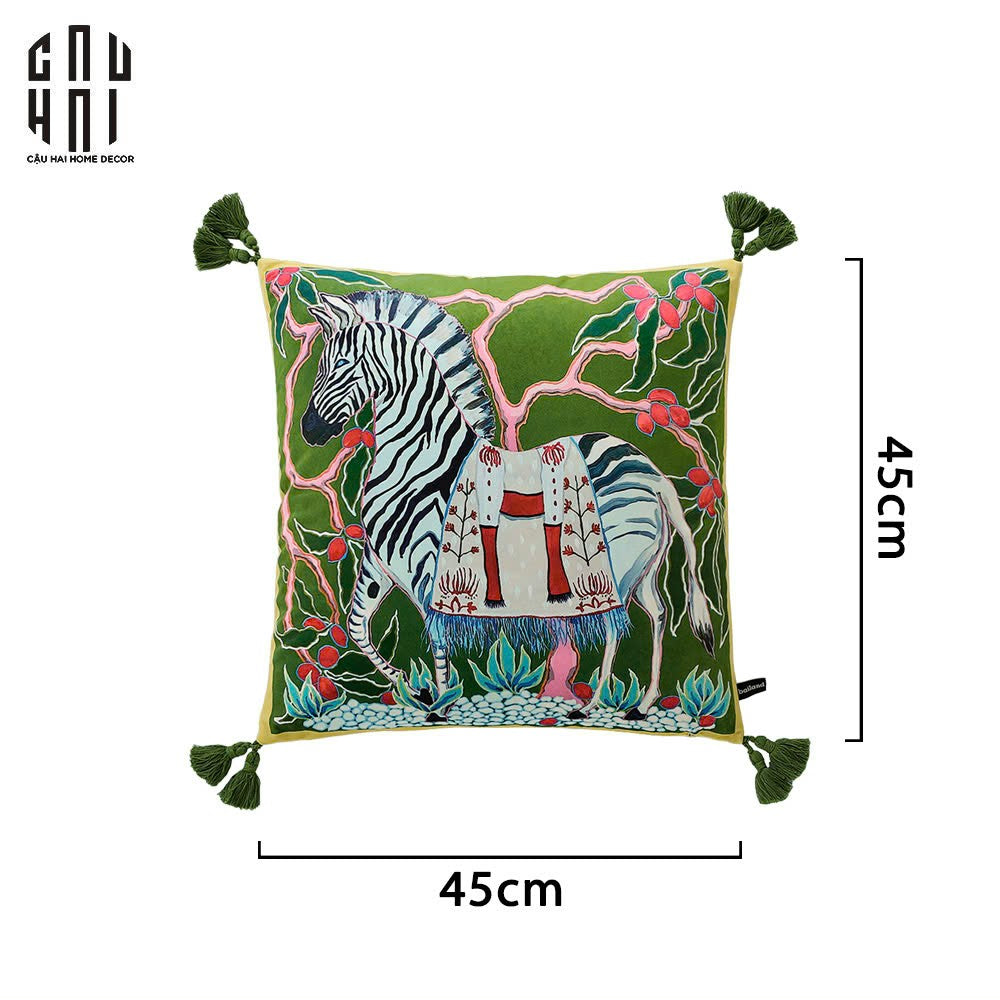 VỎ GỐI NHUNG ZEBRA 45. - CẬU HAI HOME DECOR