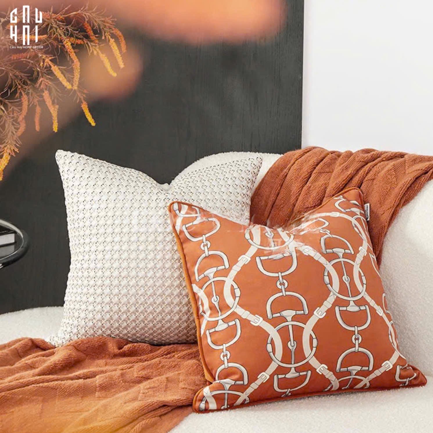 VỎ GỐI PHONG CÁCH WABI SABI CHAINE D'ANC - ORANGE ICON - CẬU HAI HOME DECOR