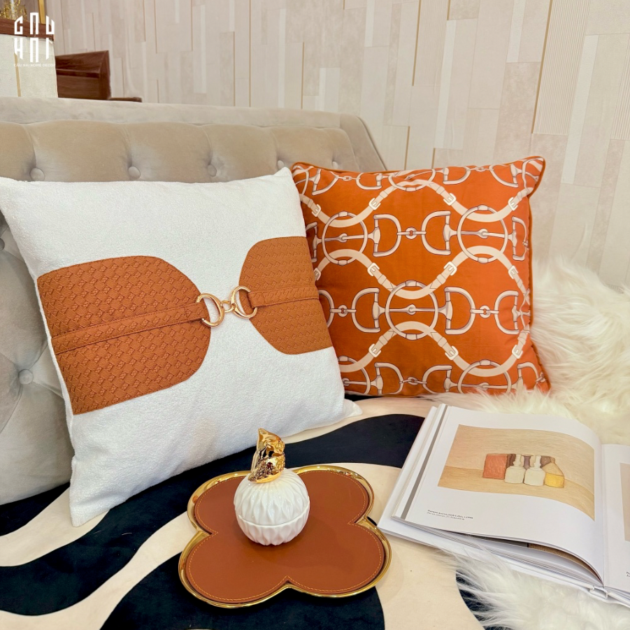 VỎ GỐI DA DẬP NỔI CHAINE D'ANCRE - CẬU HAI HOME DECOR