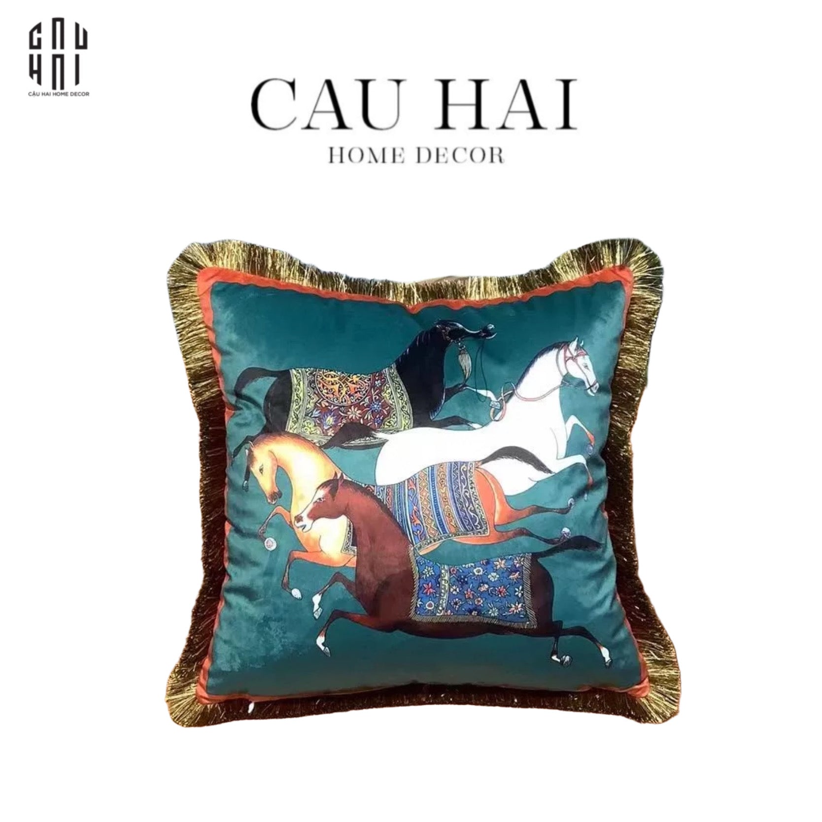 VỎ GỐI RUNNING STEED 45. - JADE - CẬU HAI HOME DECOR