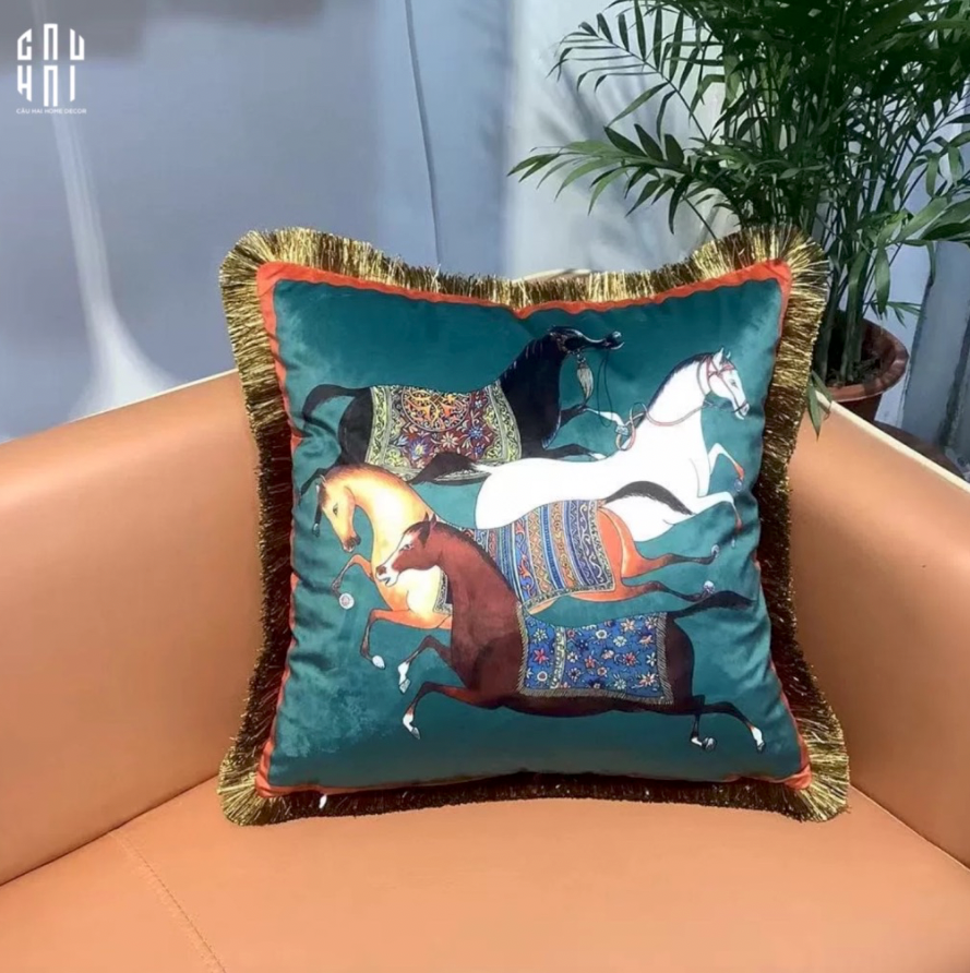 VỎ GỐI RUNNING STEED 45. - JADE - CẬU HAI HOME DECOR