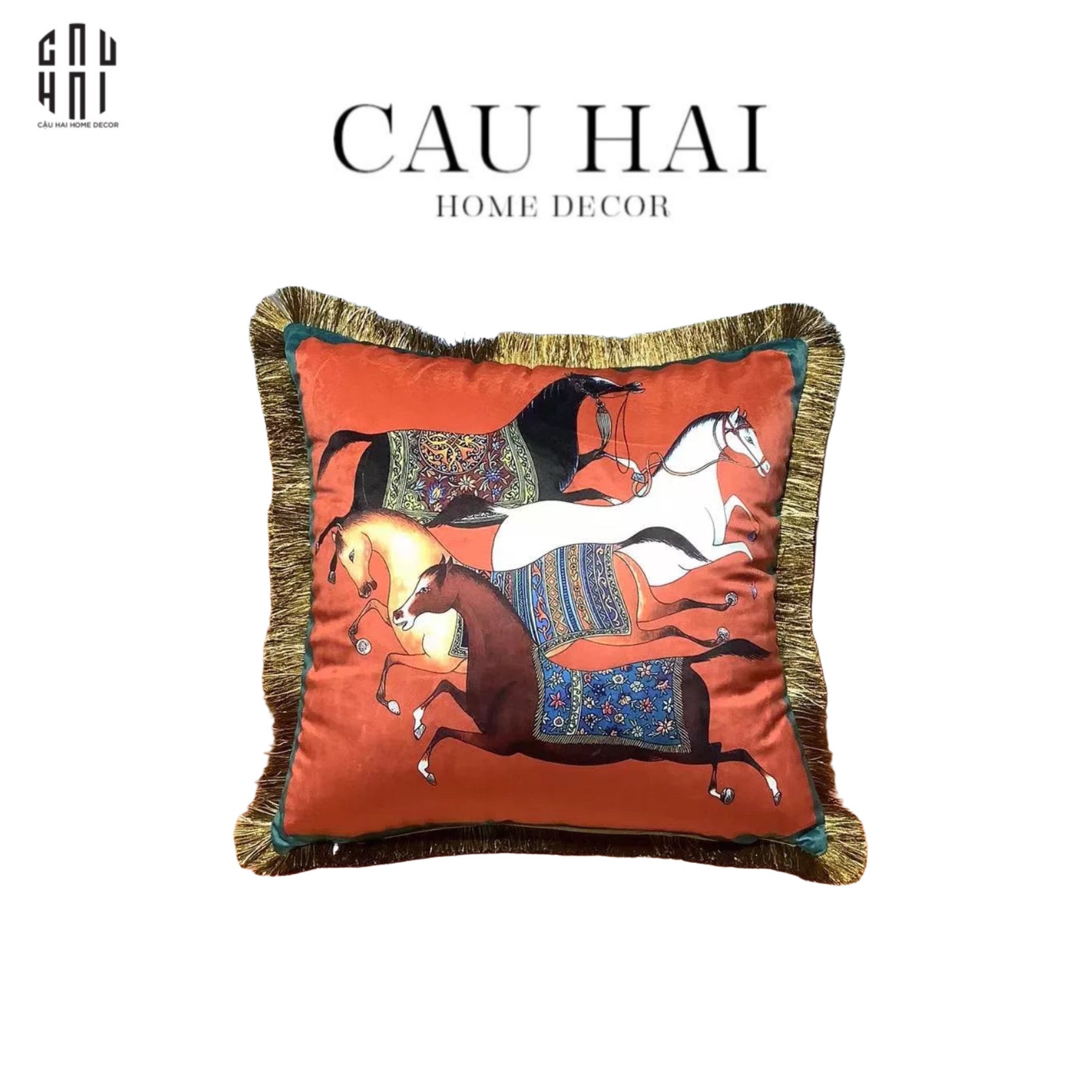 VỎ GỐI RUNNING STEED 45. - ORANGE - CẬU HAI HOME DECOR