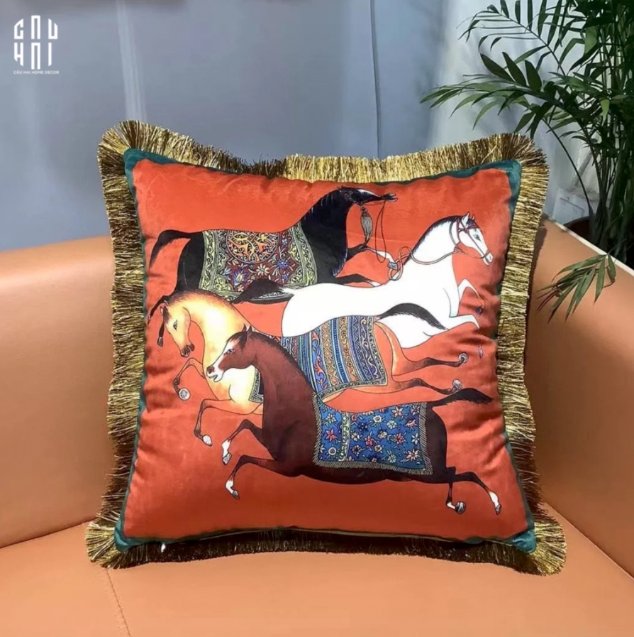 VỎ GỐI RUNNING STEED 45. - ORANGE - CẬU HAI HOME DECOR