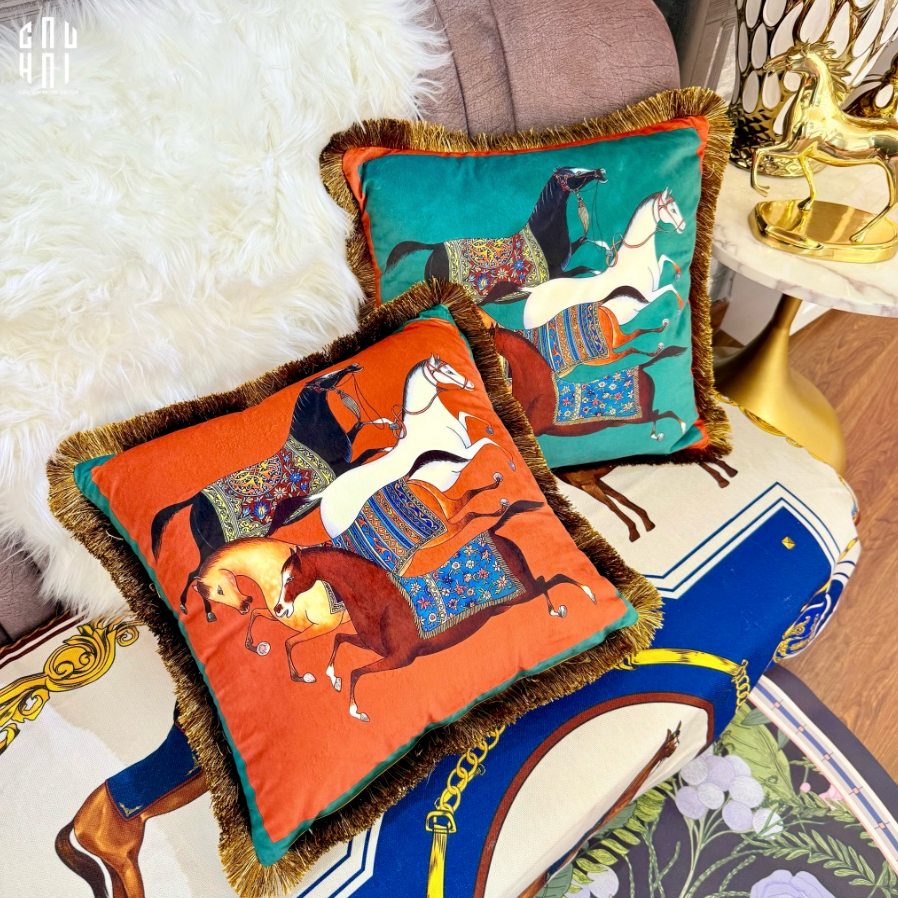 VỎ GỐI RUNNING STEED 45. - JADE - CẬU HAI HOME DECOR
