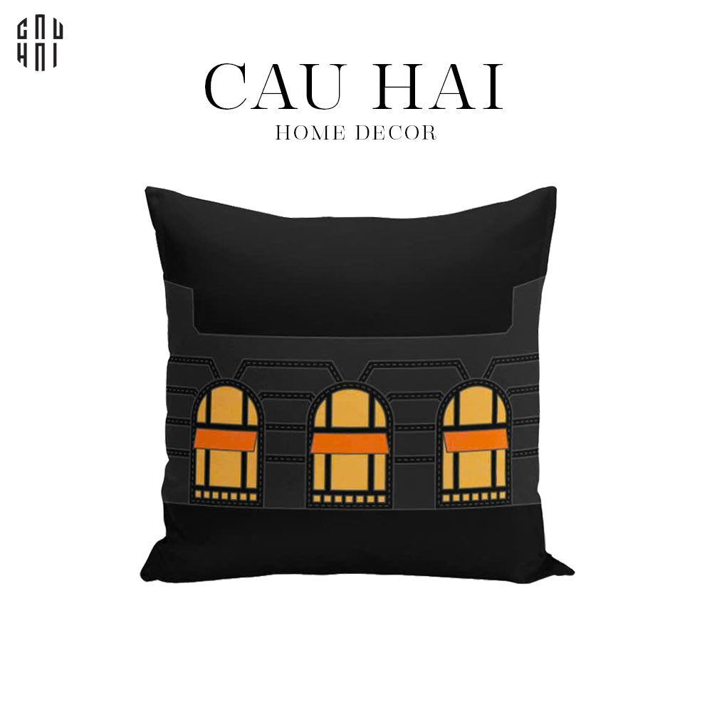 VỎ GỐI SOFA MULTI DOORS - BLACK 45. - CẬU HAI HOME DECOR
