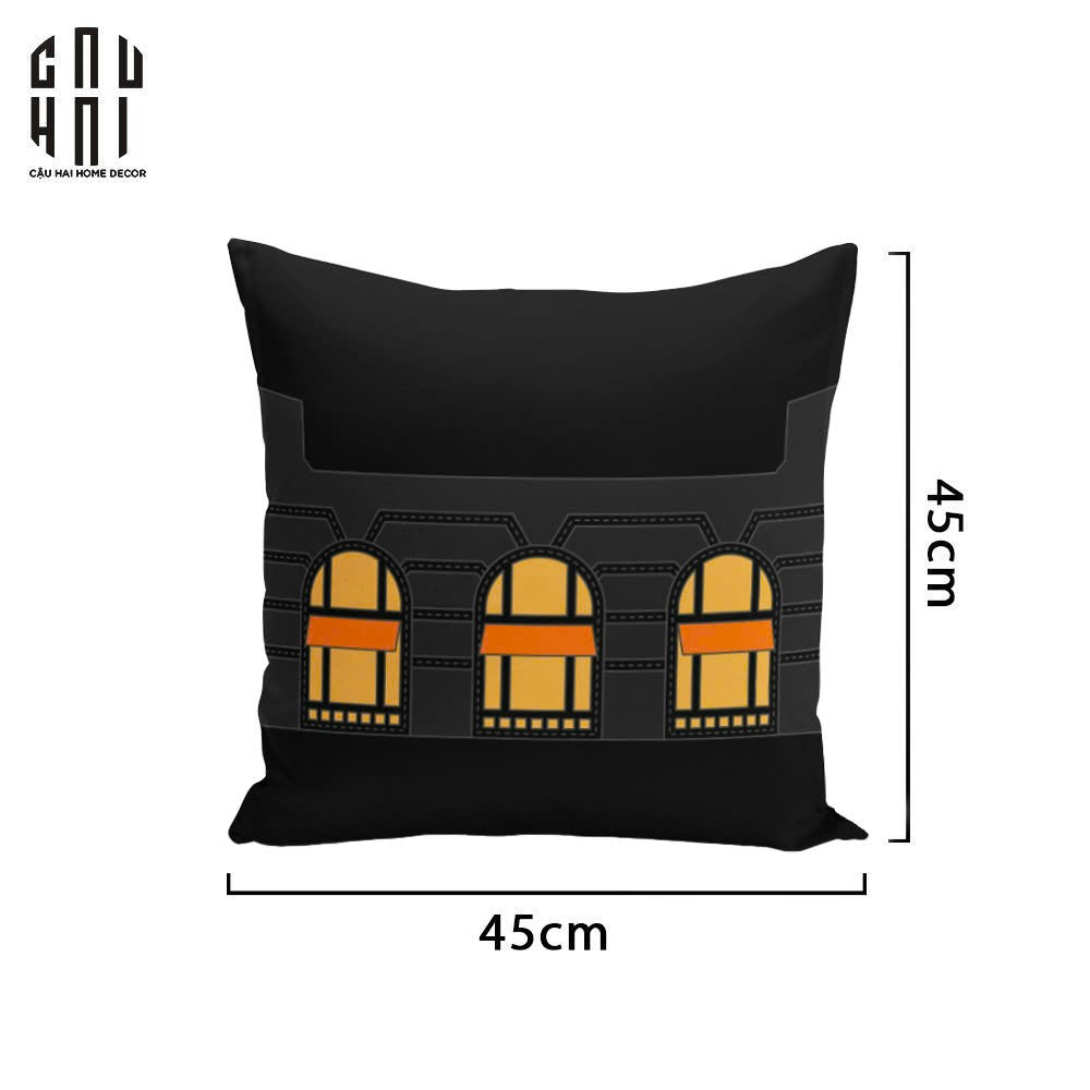 VỎ GỐI SOFA MULTI DOORS - BLACK 45. - CẬU HAI HOME DECOR