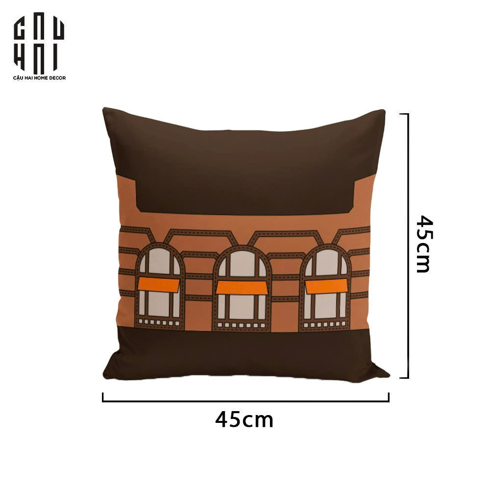 VỎ GỐI SOFA MULTI DOORS - BROWN 45. - CẬU HAI HOME DECOR