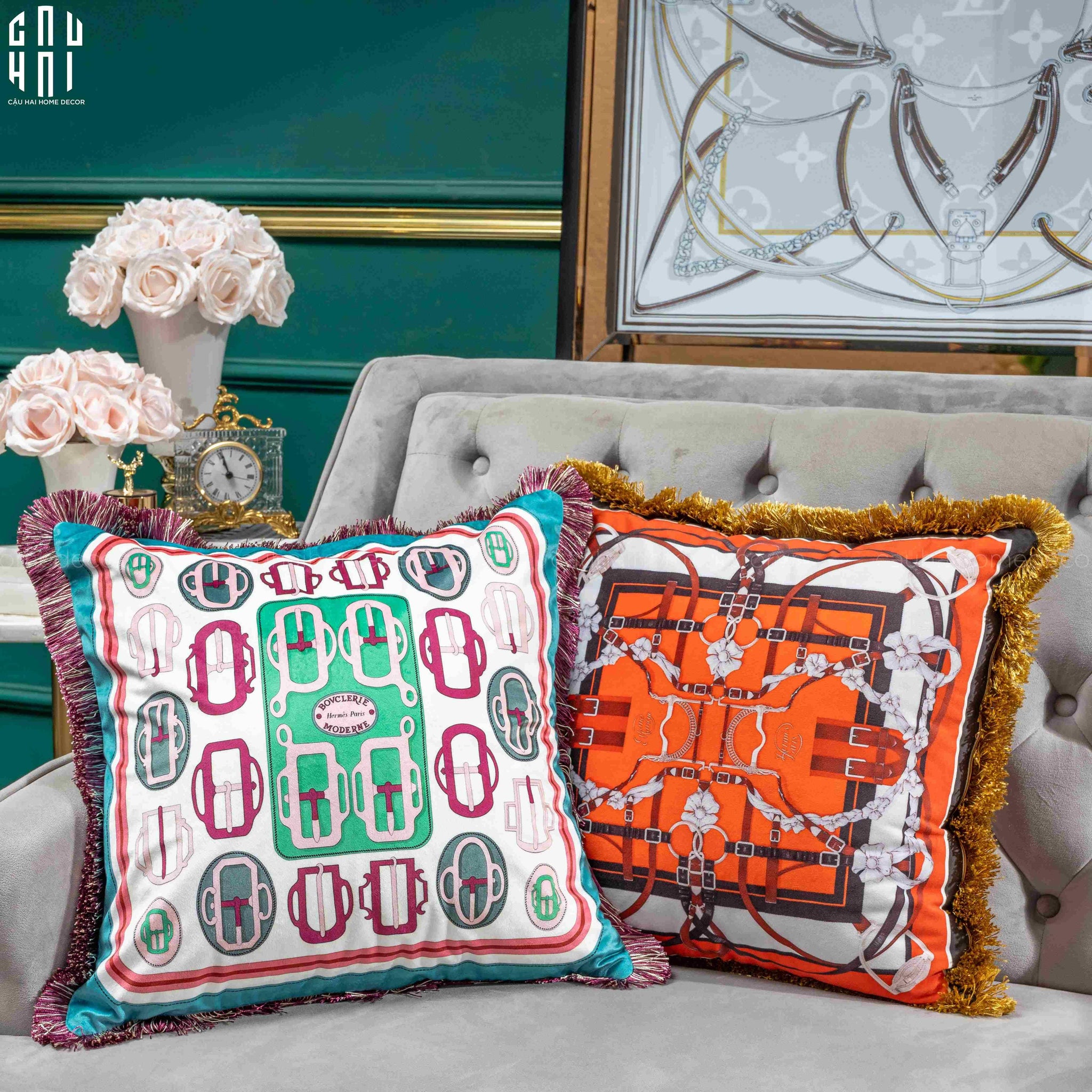Vỏ Gối Sofa Nhung Bouclerie Moderbe 45.-CẬU HAI HOME DECOR