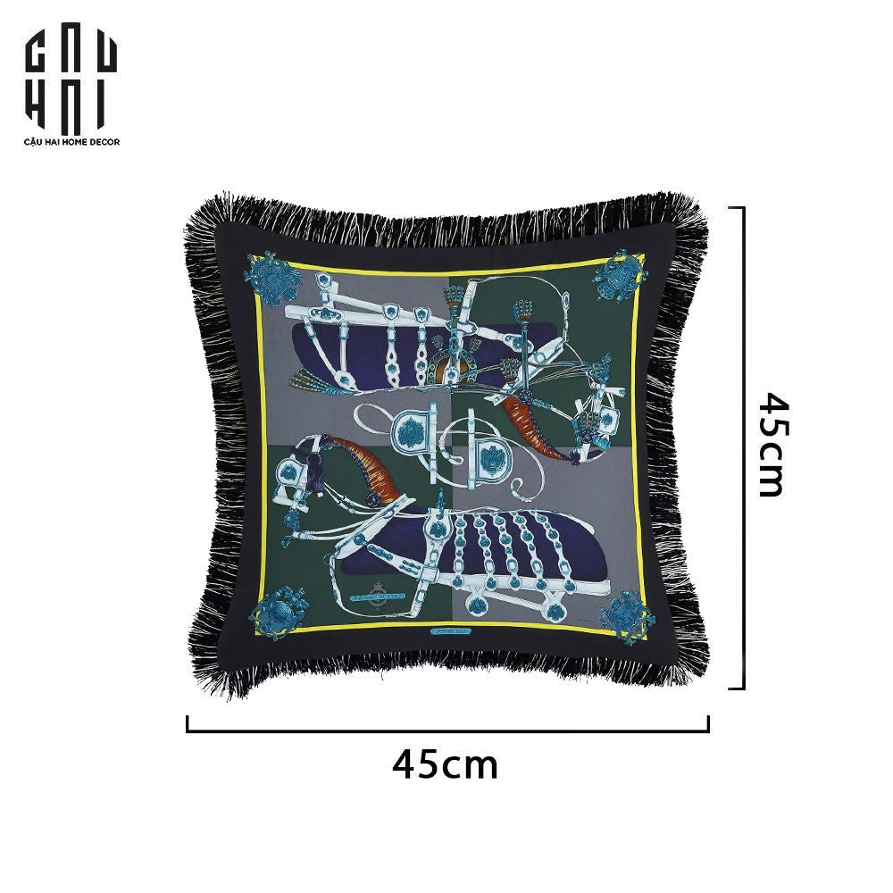 VỎ GỐI SOFA NHUNG CHEVEL NOIR 45. - CẬU HAI HOME DECOR