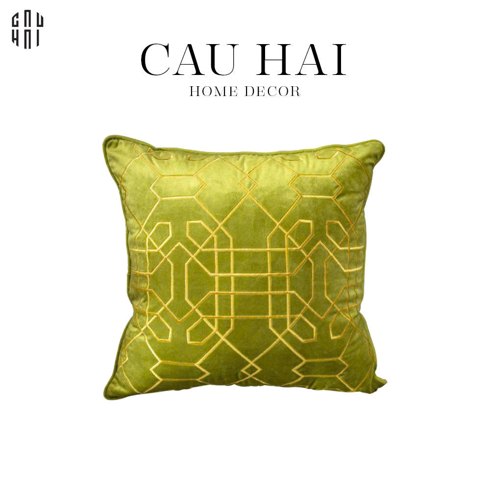 VỎ GỐI SOFA NHUNG CHRISTINE - GREEN 45. - CẬU HAI HOME DECOR