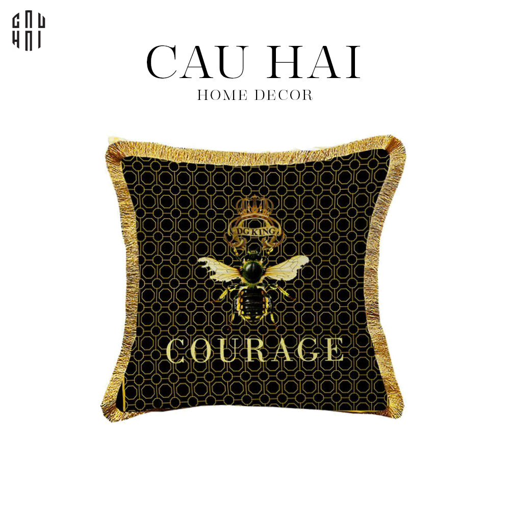 VỎ GỐI SOFA NHUNG GOLDEN BEE 45. - CẬU HAI HOME DECOR