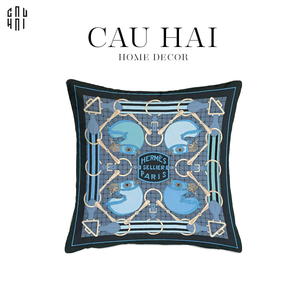 VỎ GỐI SOFA NHUNG TATERSALE BLUE 45X45CM - CẬU HAI HOME DECOR