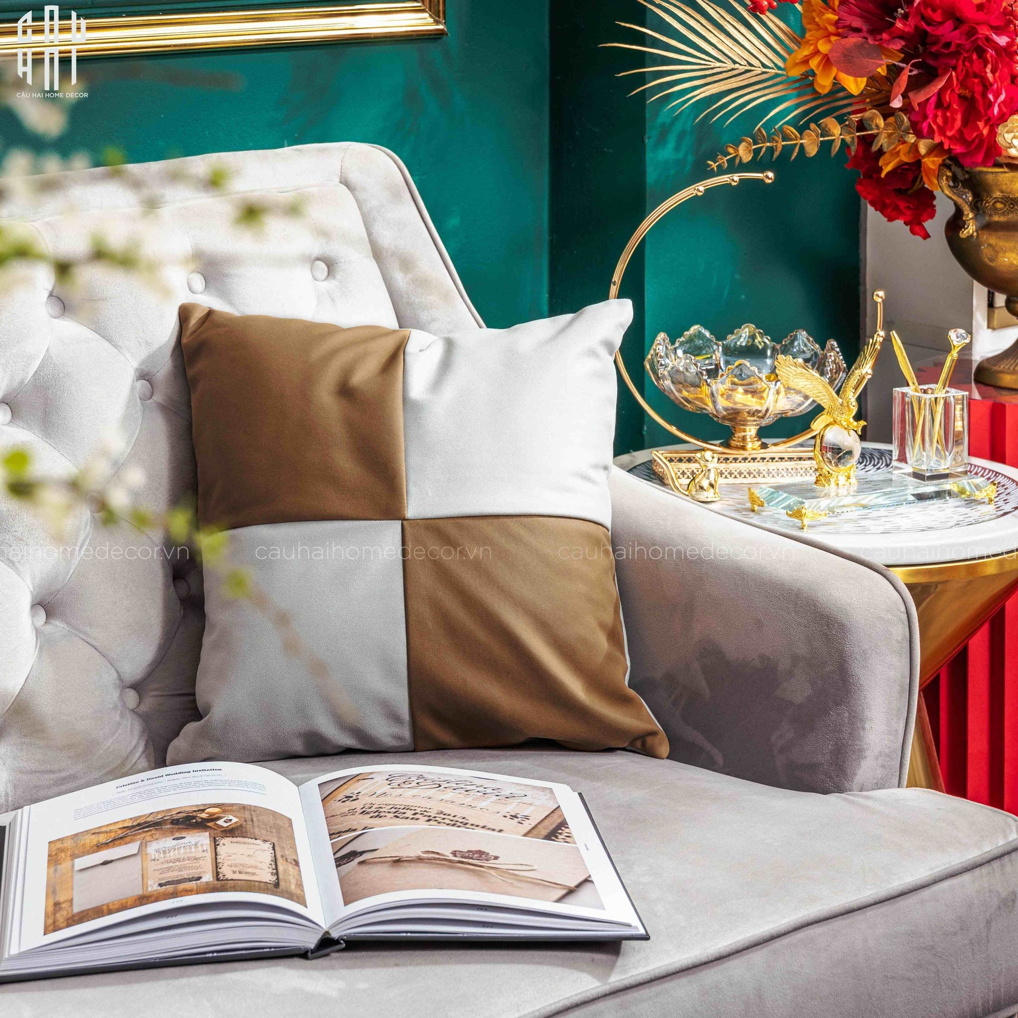 VỎ GỐI SOFA SỢ VẢI NỈ DAWN 45X45CM - CẬU HAI HOME DECOR