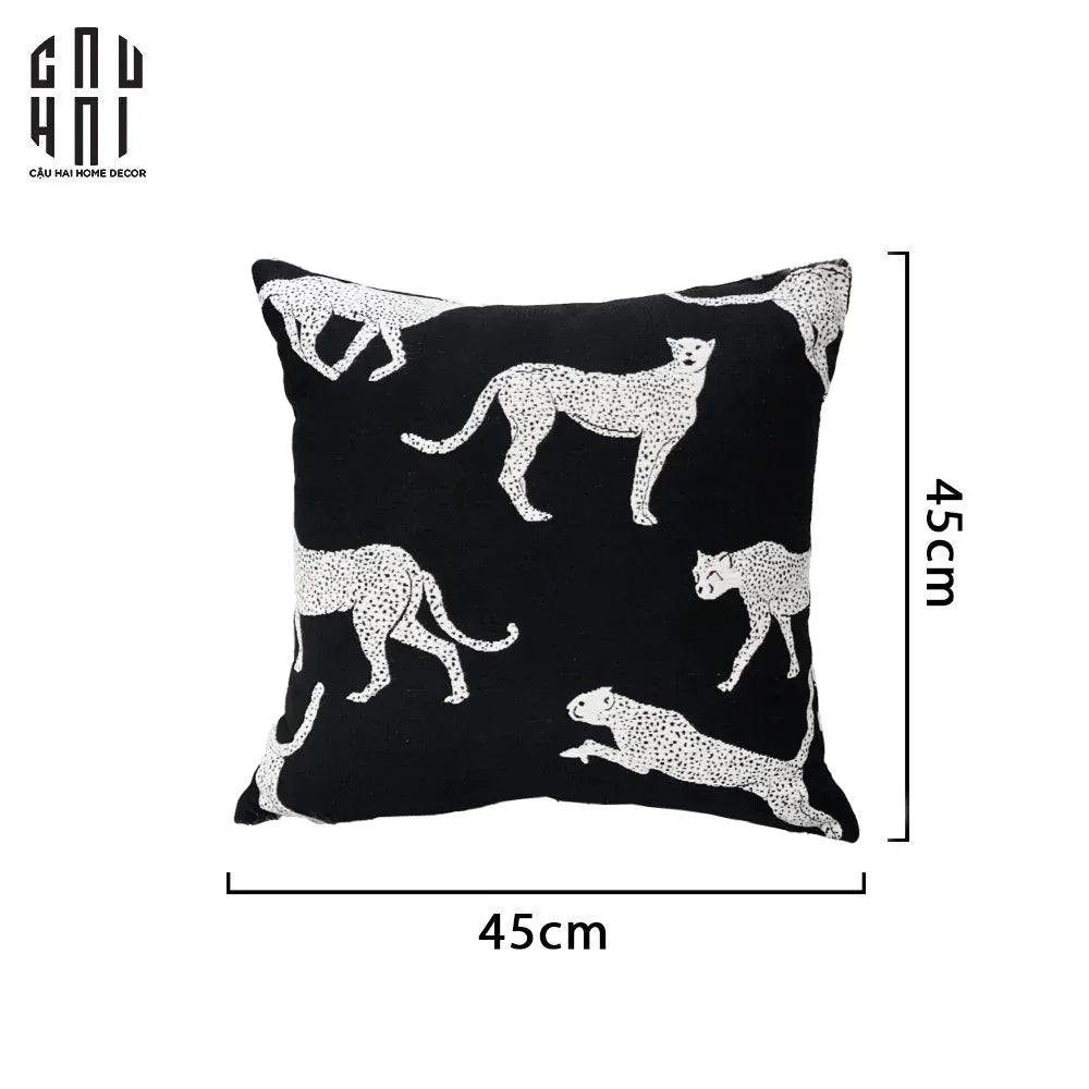 Vỏ Gối Sofa Sợi Vải Canvas Panthera 45.-CẬU HAI HOME DECOR