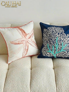 Vỏ Gối Thêu San Hô Rouge Embroidery Coral 50-VỎ GỐI-CẬU HAI HOME DECOR