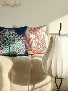 Vỏ Gối Thêu San Hô Rouge Embroidery Coral 50-VỎ GỐI-CẬU HAI HOME DECOR