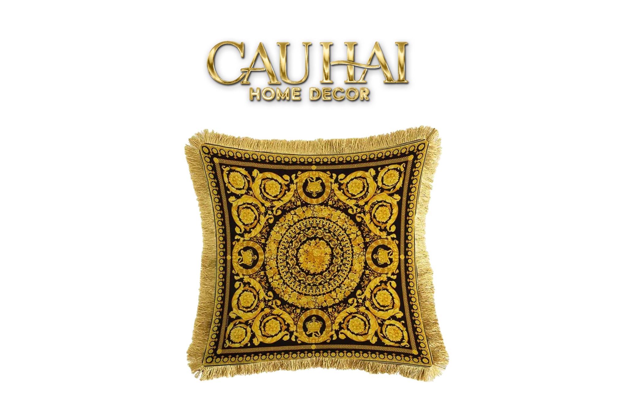 Vỏ Gối VS Allure Velour - Crete de Fleur Signature Gold. - CẬU HAI HOME DECOR