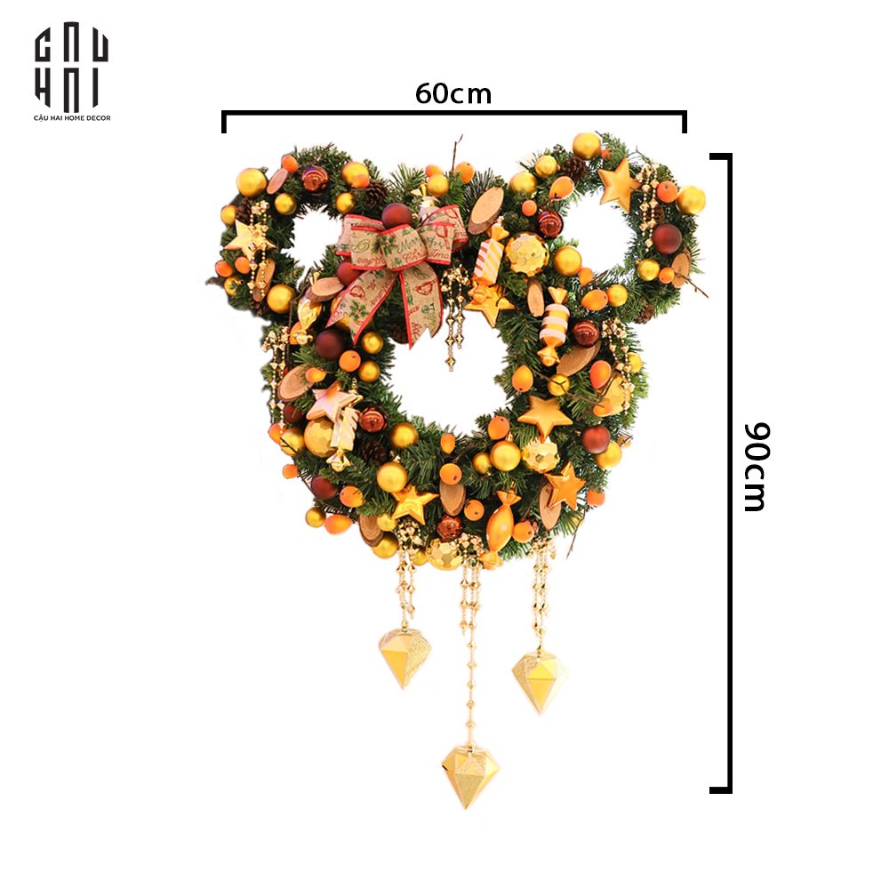 VÒNG GIÁNG SINH - MICKEY CHRISTMAS WREATH 90-CẬU HAI HOME DECOR